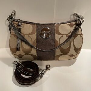Coach Signature Monogram Canvas Two Way Bag